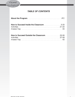 Personal Development for Success: How to Succeed Inside the Classroom Personal Development for Success: How to Succeed Inside the Classroom
