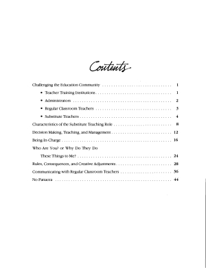 Classroom Management for Substitute Teachers Classroom Management for Substitute Teachers