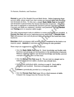 Percents: Straight Forward Math Series (Advanced Edition) Percents: Straight Forward Math Series (Advanced Edition)