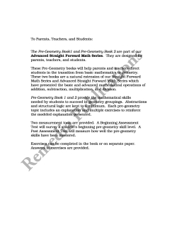 Pre-Geometry 1: Straight Forward Math Series (Advanced Edition) Pre-Geometry 1: Straight Forward Math Series (Advanced Edition)