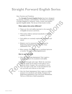 Verbs: Straight Forward English Language Arts Series Verbs: Straight Forward English Language Arts Series