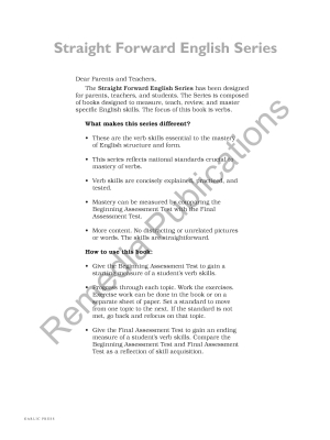 Verbs: Straight Forward English Language Arts Series Verbs: Straight Forward English Language Arts Series