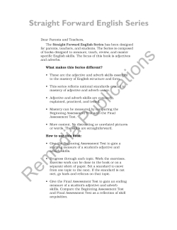 Adjectives & Adverbs: Straight Forward English Series Adjectives & Adverbs: Straight Forward English Series