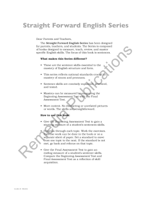Sentences: Straight Forward English Language Arts Series Sentences: Straight Forward English Language Arts Series