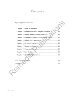 Sentences: Straight Forward English Language Arts Series Sentences: Straight Forward English Language Arts Series