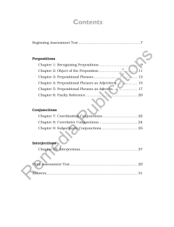 Prepositions, Conjunctions, & Interjections: Straight Forward English Language Arts Series Prepositions, Conjunctions, & Interjections: Straight Forward English Language Arts Series