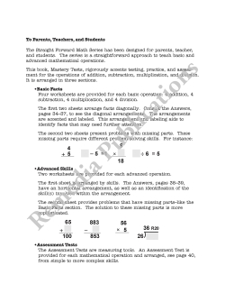 Mastery Tests: Straight Forward Math Series Mastery Tests: Straight Forward Math Series