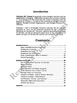 Calculus AB Volume 2: Straight Forward Math Series (Large Edition) Calculus AB Volume 2: Straight Forward Math Series (Large Edition)