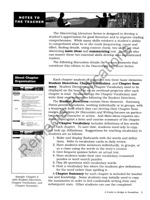 BRIDGE TO TERABITHIA: DISCOVERING LITERATURE TEACHING GUIDE BRIDGE TO TERABITHIA: DISCOVERING LITERATURE TEACHING GUIDE
