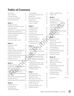 Summer Activities for Fall Readiness (Grade 2) Summer Activities for Fall Readiness (Grade 2)