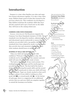 Summer Activities for Fall Readiness (Grade 2) Summer Activities for Fall Readiness (Grade 2)
