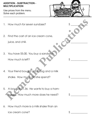 Real Life Math Series: Menu Math Level 1 (Classroom Pack) Real Life Math Series: Menu Math Level 1 (Classroom Pack)