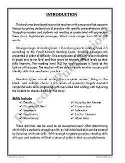 Skill-By-Skill Comprehension Practice (Rdg. Lvl. 1-3) Skill-By-Skill Comprehension Practice (Rdg. Lvl. 1-3)