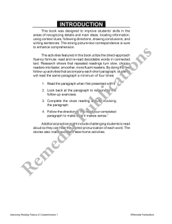 Improving Reading Fluency & Comprehension (Grade 2-3) Improving Reading Fluency & Comprehension (Grade 2-3)