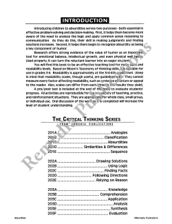 Critical Thinking Skills: Absurdities Critical Thinking Skills: Absurdities