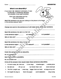 Critical Thinking Skills: Absurdities Critical Thinking Skills: Absurdities