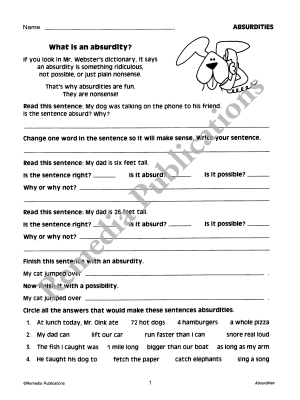 Critical Thinking Skills: Absurdities Critical Thinking Skills: Absurdities