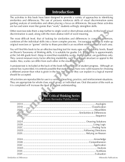 Critical Thinking Skills: Similarities & Differences Critical Thinking Skills: Similarities & Differences