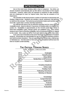 Critical Thinking Skills: Sequence Critical Thinking Skills: Sequence