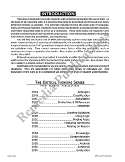 Critical Thinking Skills: Using Logic Critical Thinking Skills: Using Logic