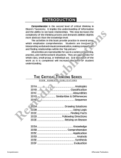 Critical Thinking Skills: Comprehension Critical Thinking Skills: Comprehension