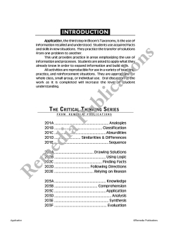Critical Thinking Skills: Application Critical Thinking Skills: Application