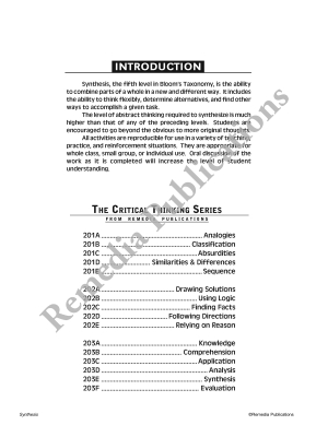 Critical Thinking Skills: Synthesis Critical Thinking Skills: Synthesis