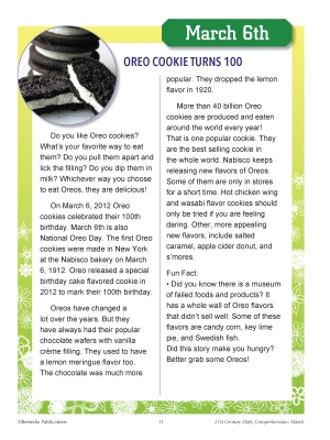 21st Century MARCH DAILY COMPREHENSION: High Interest Reading Activities 21st Century MARCH DAILY COMPREHENSION: High Interest Reading Activities