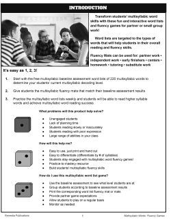 Fluency Builders: Word Fluency Intervention Game Fluency Builders: Word Fluency Intervention Game