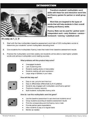 Fluency Builders: Word Fluency Intervention Game Fluency Builders: Word Fluency Intervention Game