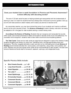 Science of Reading: Phonics for Older Students Science of Reading: Phonics for Older Students