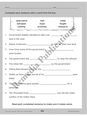 Daily Literacy Activities: 19th Century American History Reading Daily Literacy Activities: 19th Century American History Reading