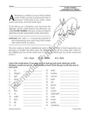 Dictionary Skills Dictionary Skills