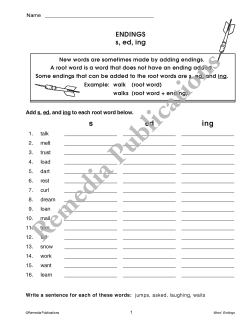 Skill Booster Series: Word Endings Skill Booster Series: Word Endings