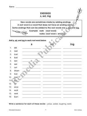 Skill Booster Series: Word Endings Skill Booster Series: Word Endings