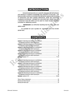 Skill Booster Series: Homophones Skill Booster Series: Homophones