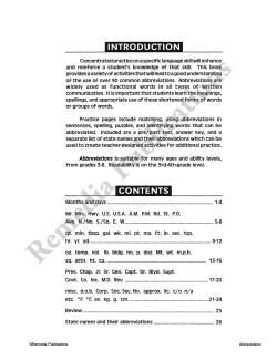 Skill Booster Series: Abbreviations Skill Booster Series: Abbreviations