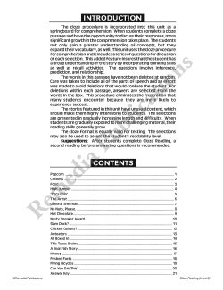 Cloze Reading (Rdg. Level 2) Cloze Reading (Rdg. Level 2)