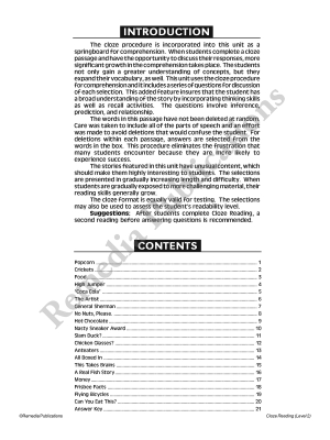 Cloze Reading (Rdg. Level 2) Cloze Reading (Rdg. Level 2)