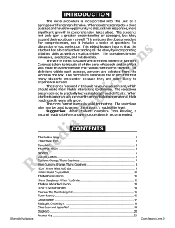 Cloze Reading (Rdg. Level 3) Cloze Reading (Rdg. Level 3)