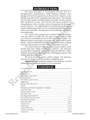 Cloze Reading (Rdg. Level 4) Cloze Reading (Rdg. Level 4)