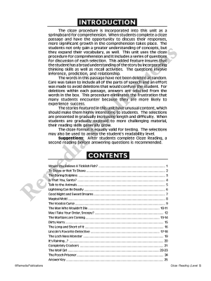 Cloze Reading (Rdg. Level 5) Cloze Reading (Rdg. Level 5)