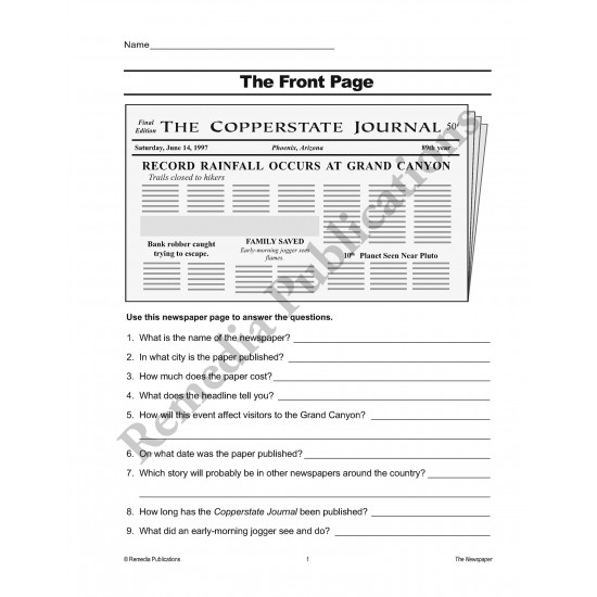 Practical Practice Reading: The Newspaper