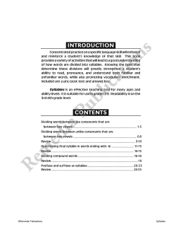 Skill Booster Series: Syllables Skill Booster Series: Syllables