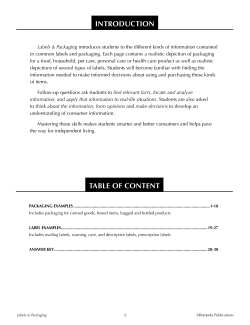 LABELS & PACKAGING: Practical Practice Reading & Life Skills - Activities LABELS & PACKAGING: Practical Practice Reading & Life Skills - Activities