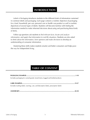 LABELS & PACKAGING: Practical Practice Reading & Life Skills - Activities LABELS & PACKAGING: Practical Practice Reading & Life Skills - Activities