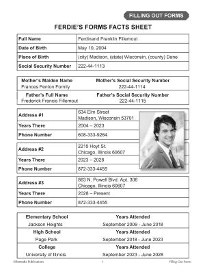 FILLING OUT FORMS: Practical Practice Reading & Life Skills Activities FILLING OUT FORMS: Practical Practice Reading & Life Skills Activities