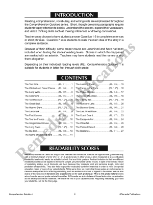 Comprehension Quickies (Reading Level 1) Comprehension Quickies (Reading Level 1)