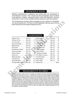 Comprehension Quickies (Reading Level 2) Comprehension Quickies (Reading Level 2)