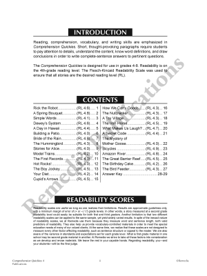 Comprehension Quickies (Reading Level 4) Comprehension Quickies (Reading Level 4)